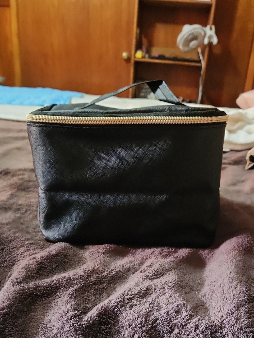 Black Travel Toiletry Bag with Top Handle